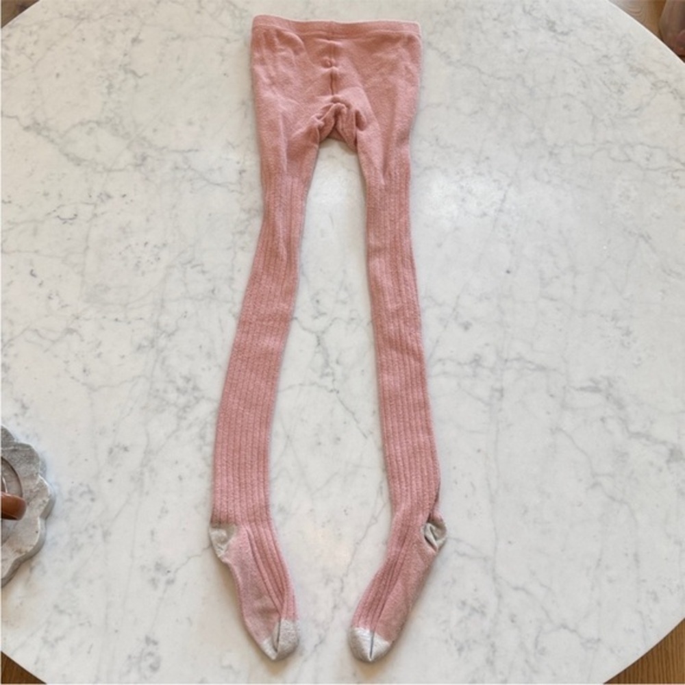 Mini Boden Pink Ribbed Tights Girls 8-9 Cotton Knit